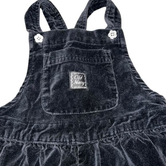 Vintage Old Navy baby Black Velvet look overalls girls size XXL 24-30 months - Picture 3 of 4